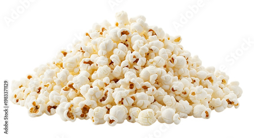 Pile of freshly popped popcorn as PNG asset