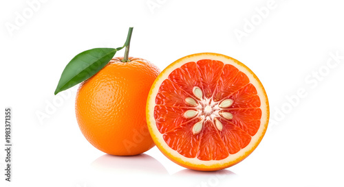 Fresh Blood Orange and Half Cut.