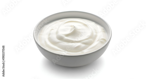 Bowl of creamy white yogurt dessert.