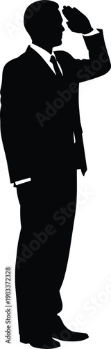 Silhouette of a businessman in a suit saluting illustration vector