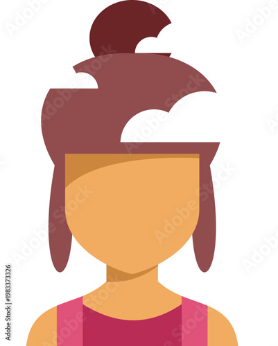 Woman's head filling with clouds symbolizing confusion, memory loss, or poor mental health