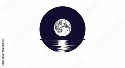 Full moon reflected on rippling dark water under a deep night sky