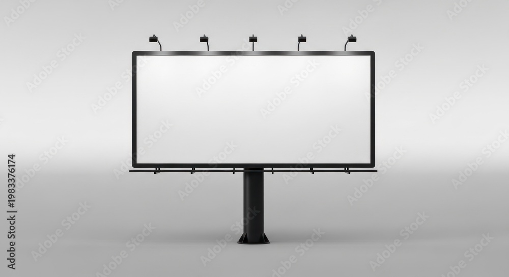Fototapeta premium Blank Billboard Mockup on Gray Background for Advertising.