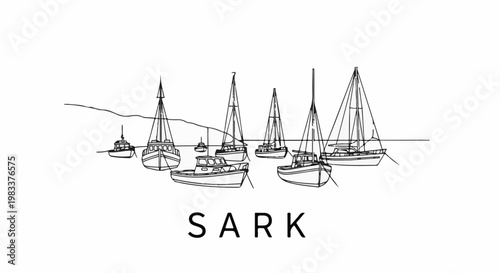 Diverse sailing vessels and motorboats anchored in a tranquil bay