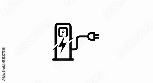 Electric vehicle charging station with energy symbol and plug