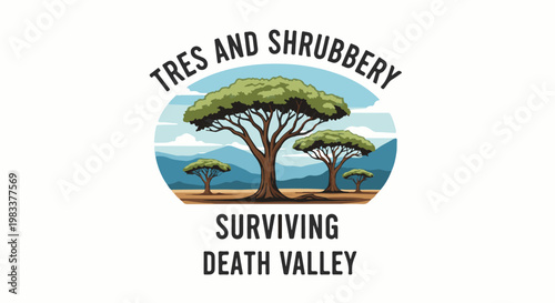 Distinctive trees stand tall against a backdrop of rolling hills and sky