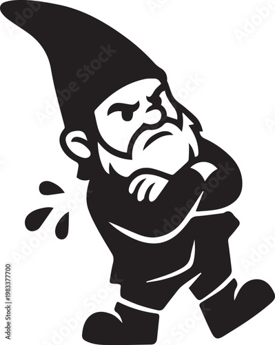 Grumpy Garden Gnome Cross Armed Silhouettes