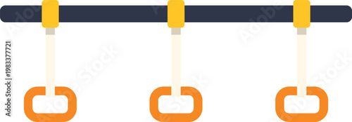 Grab handles providing safety and support for commuters on public transit