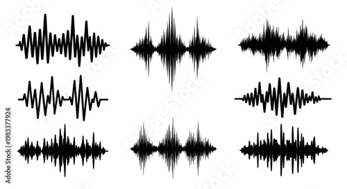 Collection of various sound wave patterns.