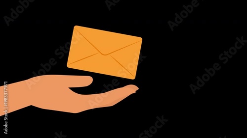 Flying Envelope Email Marketing Animation Loop with Alpha Channel