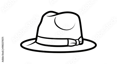 Classic fedora hat, a brimmed hat with a creased crown and ribbon band