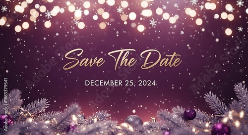 Elegant Save the Date Announcement for Christmas 2024 Celebration.