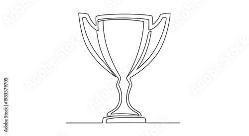 Single-line drawing of a classic trophy with two handles, award