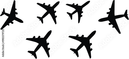 Group of diverse marathon runners in motion, set of seven black vector silhouettes of men and women jogging and sprinting isolated on white for fitness and sports design.