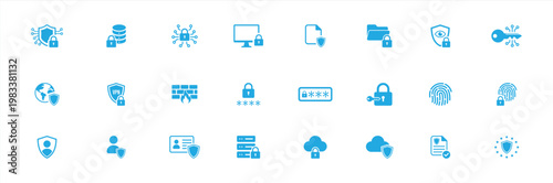 Cybersecurity and Digital Privacy Protection Symbol Collection Icon