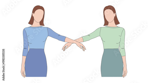 Harmony in Collaboration: Two individuals, their arms intertwined in a gesture of unity and partnership, embody the essence of connection and shared endeavor.