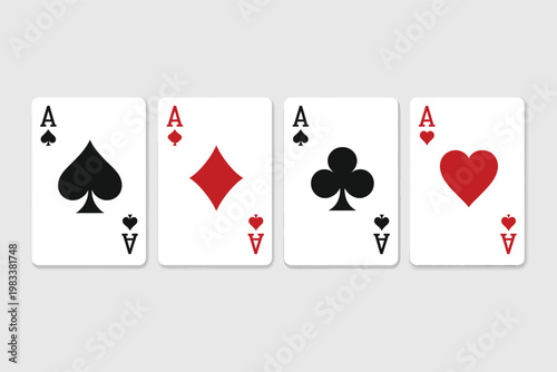 Four aces playing cards set spades hearts clubs diamonds