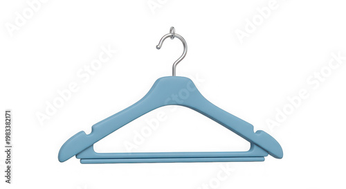 A blue plastic hanger on a transparent background for clothing storage needs