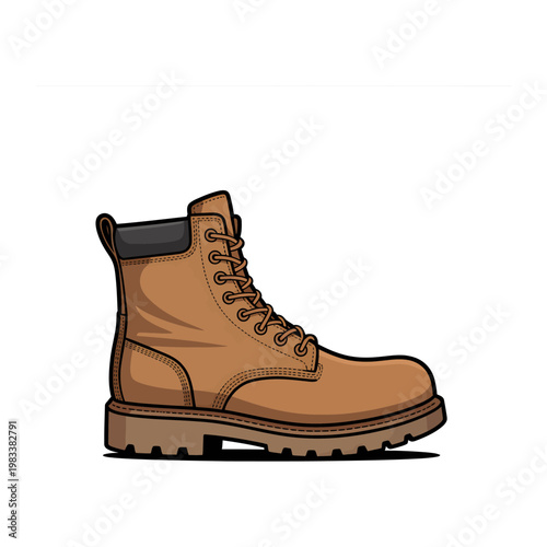 Leather Boot: Sturdy, stylish leather boot, showcasing meticulous craftsmanship, suitable for various outdoor activities and work environments.