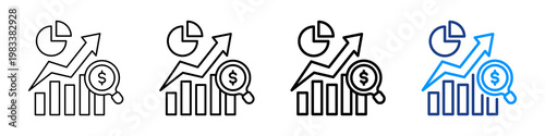 Market Research Icon Different Style Outline Collection Set.