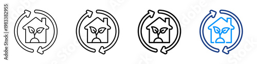 Eco Home Icon Different Style Outline Collection Set.