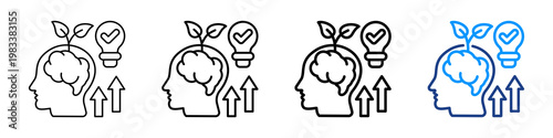 Intelectual Growth Icon Different Style Outline Collection Set.