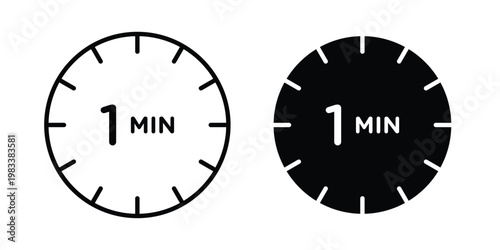 1 minute icon vectors set. vector icon for web design