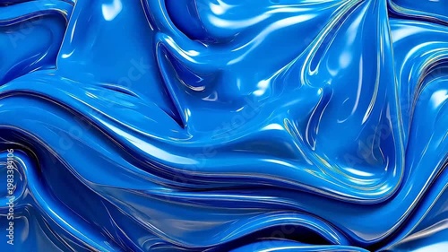 Blue liquid metal plastic flow abstract background