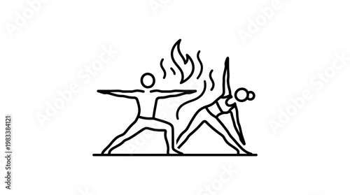 Yoga Poses with Fire Symbol