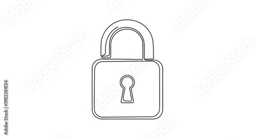 A minimalist, black and white illustration of a closed padlock