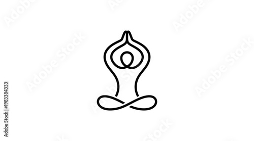 Minimalist Yoga Pose Logo in Black and White