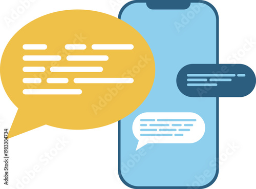 Mobile Messaging and Chat Bubbles Flat Vector Illustration