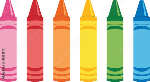 Colorful Crayon Set Flat Vector Illustration