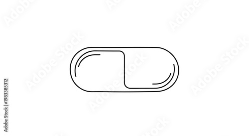 Simple outline drawing of two connected capsule halves