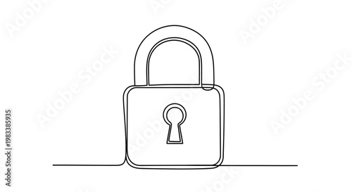 A minimalist line drawing of a padlock, representing security