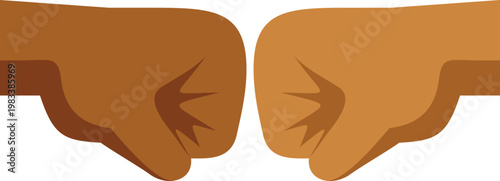 Two tan fists bumping together, showing a gesture of greeting, solidarity, and collaboration