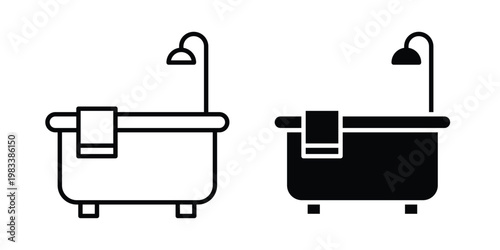Bath tub icon vectors set. vector icon for web design
