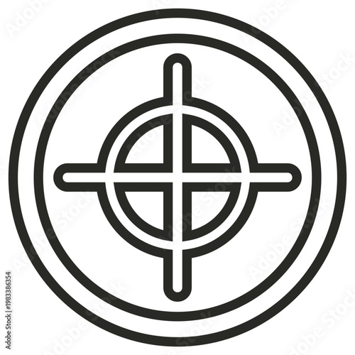 Canvastavla Minimalist black target vector icon illustration featuring a circular crosshair design for precision, aiming, and goal setting, isolated on a white background for clean graphic design projects