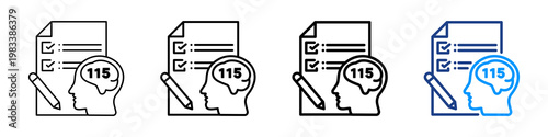 Iq Assessment Icon Different Style Outline Collection Set.