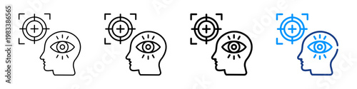Focus Level Icon Different Style Outline Collection Set.
