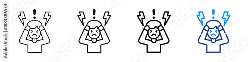 Stress Check Icon Different Style Outline Collection Set.