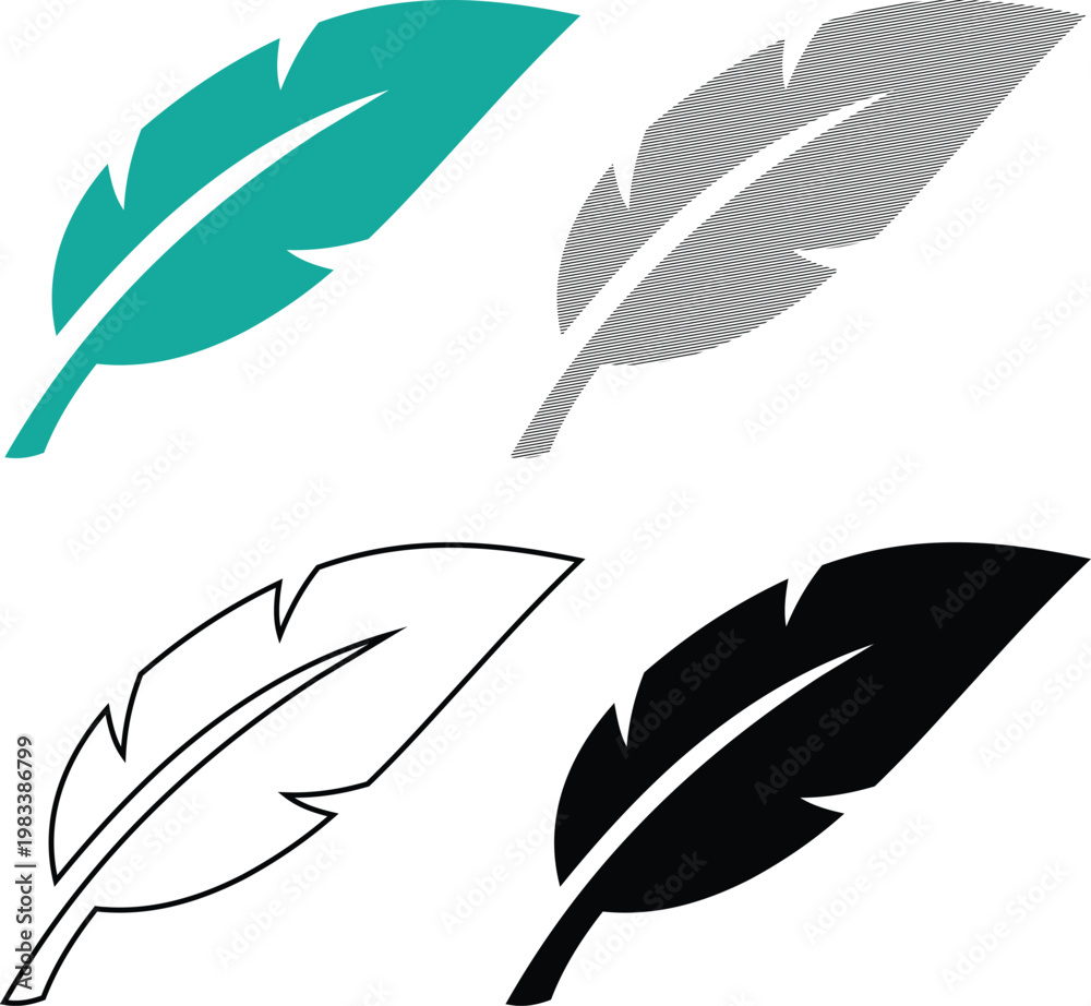 Obraz premium Bird feather icon collection in different styles vector illustration.