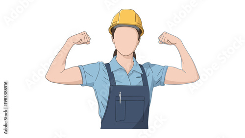 Woman Builder's Strength: A strong woman builder, equipped with a safety helmet, showcases her power. A testament to hard work and determination.