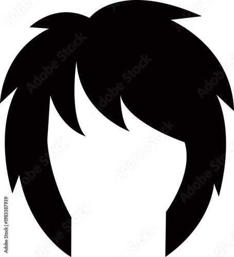 Messy Shaggy Hair Silhouette Vector