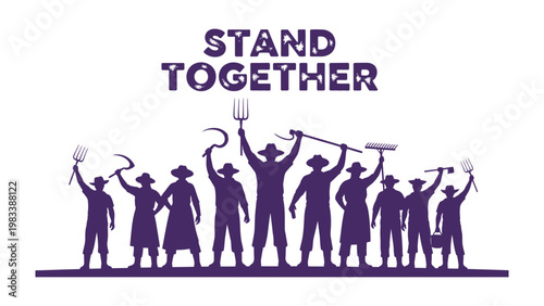 Strength in Unity: A group of individuals stand united, silhouetted against a plain background, symbolizing solidarity and collective action.