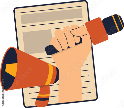 Microphone World Press Freedom Day Illustration, Journalism Media Concept Vector