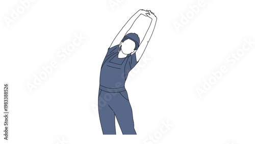 Body Stretching in Action: An individual's silhouette demonstrating a graceful stretch, emphasizing movement, flexibility, and the pursuit of physical wellbeing.