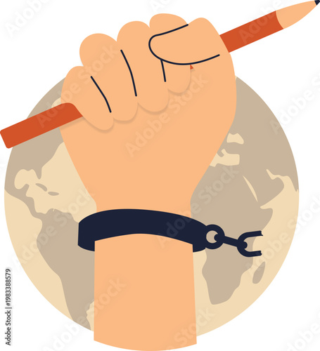 Pencil World Press Freedom Day Illustration, Writing and Press Concept Vector