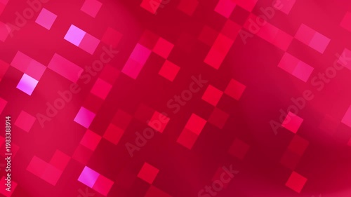 Abstract geometric background with red gradient tones and glowing square shapes.