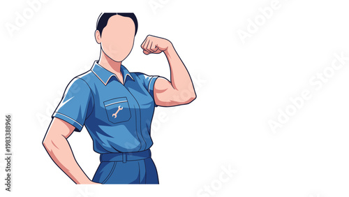 Strong Female Mechanic: Empowering image of a robust female mechanic flexing her bicep, epitomizing strength and skill in the automotive industry. Showcasing dedication and expertise